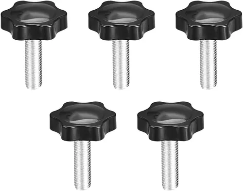 Vista 7 de uxcell Perillas de tornillo de sujeción con abrazadera Pomo de estrella M4 x 0.630 in rosca macho 5 piezas