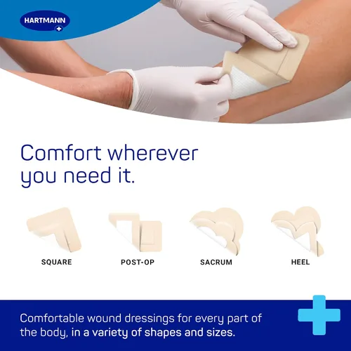 Vista 8 de Hartmann Apósito de espuma de silicona Ag con borde, 4 "x 4" Tamaño Super Absorbent & Breathable Core for Wound Care. Waterproof, Sterile