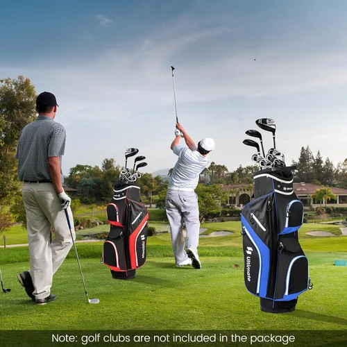 Vista 8 de Bolsa de carrito de golf Tangkula con divisores superiores de 14 vías, bolsa ligera para palos de golf con 9 bolsillos, bolsa con enfriador, soporte