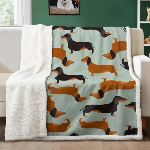 Vista 26 de Manta de sherpa de retazos de perro de peluche otoñal, acogedora manta de otoño con bonito estilo colcha de cachorro, manta cálida y suave