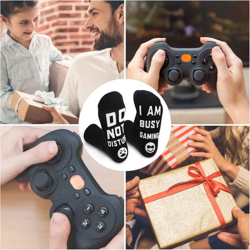 Vista 6 de Calcetines con texto en inglés "Do Not Disturb I'M Gaming", regalo para adolescentes y niños, calcetines para jugadores, para hombres, padre, papá