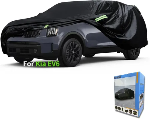 Vista 25 de Funda a medida para automóvil Kia, 7 capas de cubierta impermeable para automóvil, para todo tipo de clima, para exteriores, cubierta completa