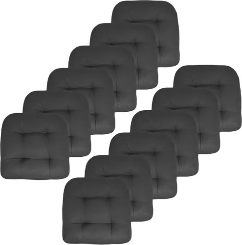 Vista 5 de Sweet Home Collection - Cojines para silla de patio y exterior, almohadillas prémium con relleno grueso y cómodo de fibra, mechones, 19 x 19 Negro