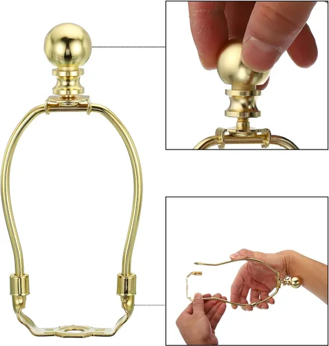 Vista 5 de PATIKIL Kit de arpa de lámpara de 5 pulgadas con remate, 2 juegos de soporte de sombra desmontable, accesorios de iluminación para lámparas de pie