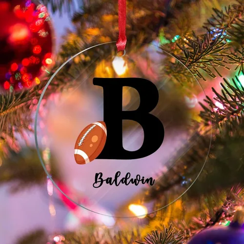 Vista 8 de Adornos colgantes personalizados con monograma inicial de letra A, árbol de Navidad, apellido personalizado, decoración de árbol de Navidad, feliz