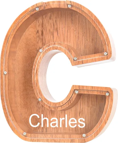 Vista 11 de Alcancías con nombre personalizado para niños, alcancía de letras personalizadas, banco de dinero del alfabeto de madera, regalos para niños