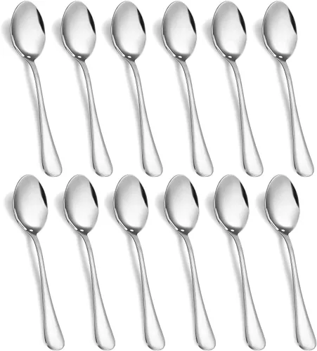 Vista 8 de Comicfs Demitasse - 12 cucharas de café expreso, cucharas de café, mini cuchara de té de acero inoxidable de 5 pulgadas, cuchara pequeña