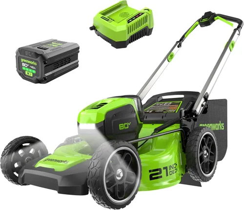 Vista 6 de Greenworks 80V 21" Cortacésped manual + Soplador (Gen 2), batería de 5.0Ah