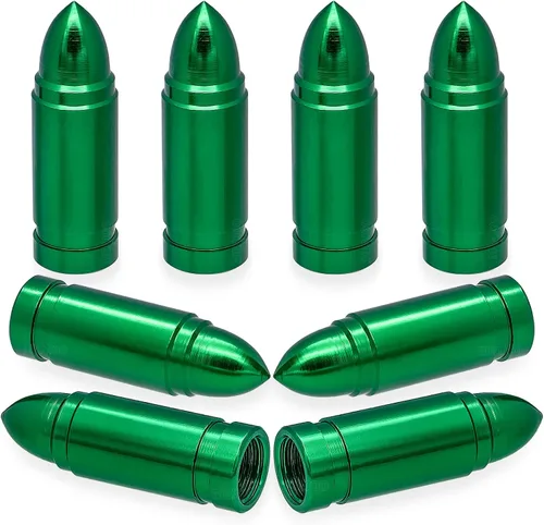 Vista 32 de 4 piezas tapas de válvula de neumático estilo bala, resistentes a la corrosión, cubiertas universales de válvula de neumático de aleación