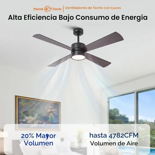 Vista 6 de 52 Inch Ceiling Fans with Lights and Remote /APP, Black RGB Chandelier Fan Negro - 52 pulgadas