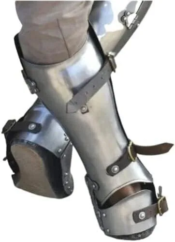 Vista 3 de Medieval Gótico Sabatons Caballeros Larp Armor Leg Guard Zapatos Juego de rol Cosplay Hierro Pies de Acero Zapatos de armadura Par de Guerrero