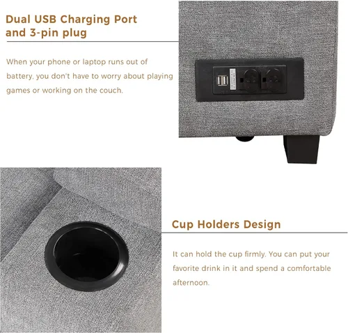 Vista 6 de Merax Sofá cama de 87.4 pulgadas, sofá cama extraíble 2 en 1, sofá cama en forma de L con otomana de almacenamiento para sala de estar, sofá