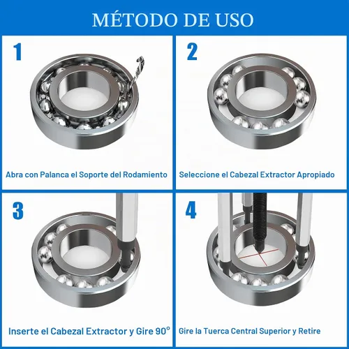 Vista 6 de Juego de extractor de rodamientos 21 en 1, herramienta de extracción de rodamientos de agujeros ciegos, extractor de rodamientos internos