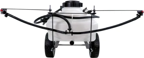 Vista 4 de Brinly ST-152BH-A Rociador de remolque autoalmacenado para césped y jardín con brazo plegable, de 15 galones, blanco mate blanco (Flat White)