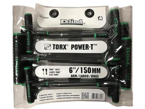 Vista 2 de Eklind Tool 68691 Power-T Mango TORX Star Key - Juego de 11 piezas T6-T50 (eje de 6 pulgadas)