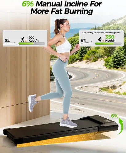 Vista 2 de Superun Walking Pad with Incline, Under Desk Treadmill, 3 in 1 Portable Treadmills for Home with Remote Control LED Display, 2.5 HP Quiet Mini