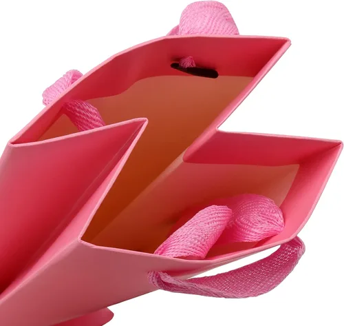 Vista 3 de SEUNMUK Paquete de 30 bolsas de regalo para botellas de vino rosa, 13.8 x 4.3 x 3.5 pulgadas, papel fuerte grueso de 250 GSM con asas para fiestas