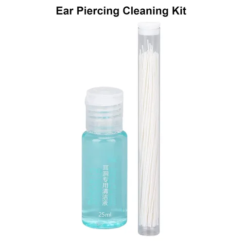 Vista 5 de Hilo limpiador de agujeros para aretes, juego de cuidado de oídos, 70 piezas desechables para piercings de cuidado posterior, línea de limpieza