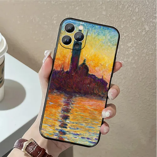 Vista 3 de Funda impermeable para iPhone 14 Pro Max, Twilight Venice por Claude Monet, funda delgada para teléfono iPhone 14 Pro Max (6.7 pulgadas)