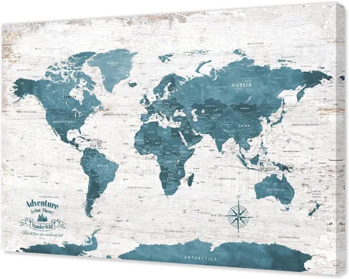 Vista 42 de IPIC - Lienzo con mapas de EE. UU. para decoración de pared, mapa con pin de empuje para marcar viajes, mapa de viaje impreso de EE. UU.