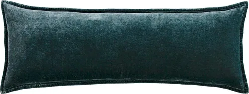Vista 9 de HiEnd Accents Stella Almohada Lumbar de Terciopelo de Seda Sintética, 14x42 pulgadas, Negro, Ropa de Cama de Lujo de Estilo Romántico Occidental