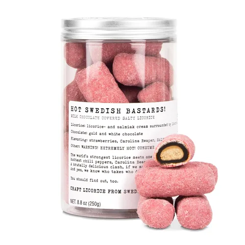 Vista 9 de Haupt Lakrits Chokade Svenskävlar! – El regaliz negro más salado del mundo con sal de salmiak recubierto en chocolate gourmet de Bélgica – Caramelo