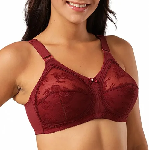 Vista 3 de TELIMUSSTO Sujetador de encaje floral para mujer, talla grande, sujeción firme, sin alambre, sin relleno, cobertura completa, minimizador