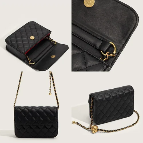 Vista 7 de Riñonera para mujer, mini bolsa cruzada Y2K, accesorios para cinturón para mujer, a la moda, Negro