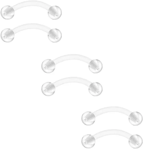 Vista 3 de FECTAS Retenedores para cartílago, hélice, daith, tragus, nariz, labio, cejas, anillos transparentes Bioflex 16G, 516