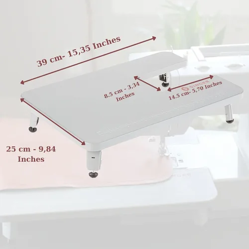 Vista 2 de FDM Mesa de extensión para máquina de coser resistente, mesa rectangular gris moderna, 15 ¼ pulgadas x 10 x 2 pulgadas, compatible con Singer 4411