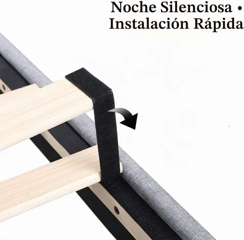 Vista 7 de Feonase Marco de cama King, marco de cama tapizado con puertos tipo C y USB, estante con respaldo de alas, soporte de listones de madera maciza,