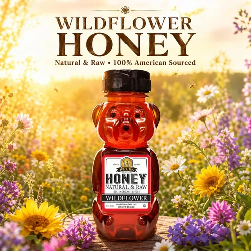 Vista 4 de WEEKS HONEY Oso de miel de flores silvestres, 12 onzas
