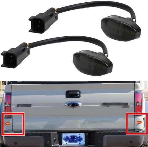 Vista 11 de Luces LED de Marcador Lateral para Ford F150 SVT Raptor Pick Up 2010-2014, Luces de Marcador Trasero/Trasera F150, Lente Ahumada Roja, Kits de Luz