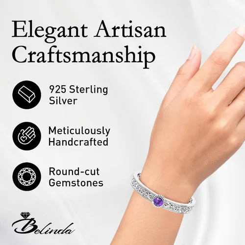Vista 3 de Pulsera de plata de ley 925 para mujer, estilo retro, ajustable, estilo bohemio, elegante, estilo vintage, gitana balinesa, joyería fina, 4.5