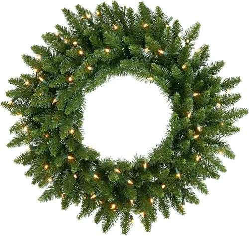 Vista 14 de Vickerman Corona de Navidad artificial Bellevue Alpine de 20 pulgadas con luces claras iluminadas esmeriladas, A861022