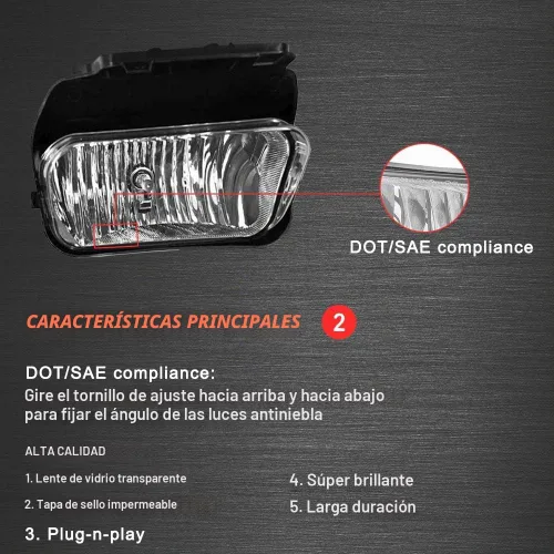 Vista 6 de A ABIGAIL Luces antiniebla de conducción de repuesto para Chevy Silverado 2003 2004 2005 2006 2007 todos los modelos Avalanche 2002-2006 sin