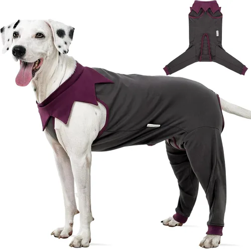 Vista 9 de FUAMEY Traje de recuperación para perros con manga acolchada para la pierna trasera, mameluco para perro con cremallera para cirugía
