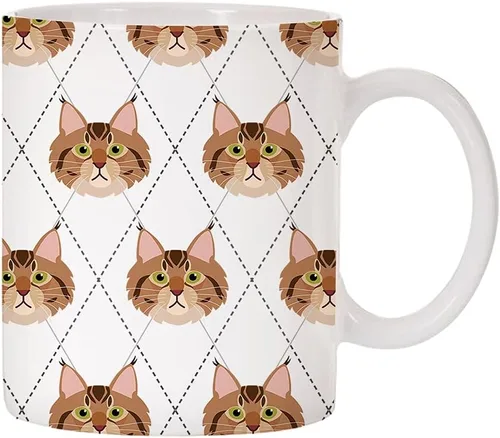 Vista 22 de Adorable Cat Breed Design Argyle Pattern Taza de café de cerámica (abisinian)