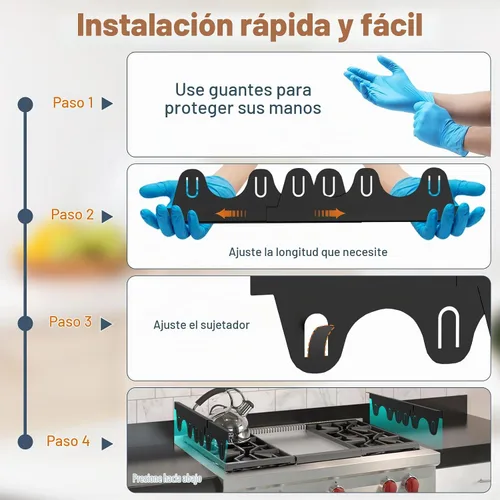 Vista 4 de Cubiertas para huecos de estufa de acero inoxidable, paquete de 2 rellenos retráctiles para estufas, color negro