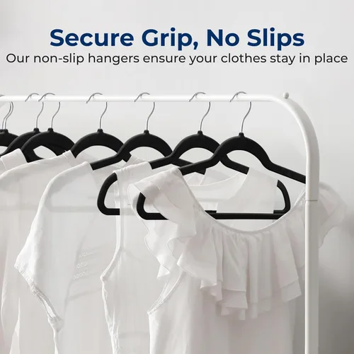Vista 3 de SereneLife Paquete de 10 Perchas para Ropa de Terciopelo – Perchas Antideslizantes para Ropa con Diseño de Servicio Pesado, Perchas Delgadas que
