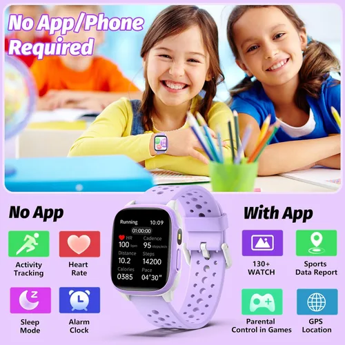 Vista 8 de Reloj para Niños con 140 Modos Deportivos, Rastreador de Fitness para Niños de 1.5", Reloj Inteligente para Niñas, No Requiere APPTeléfono, Monitor