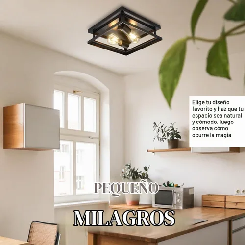 Vista 3 de Hamilyeah Lámpara de techo de montaje empotrado de granja, 2 luces, luz de techo para pasillo, color negro, lámpara de techo de cocina para montaje