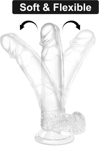 Vista 2 de 7.1 Consolador realista de silicona transparente con ventosa para el sexo, material de seguridad humana, adecuado para mujeres/hombres/gay, juguetes