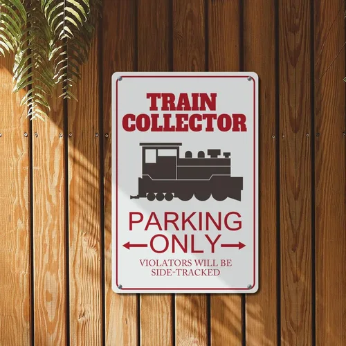 Vista 4 de Letrero de metal para coleccionista de trenes, arte de pared de metal solo para estacionamiento, decoración del hogar, tren, conductor, ferrocarril