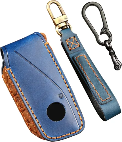 Vista 9 de OLLEN Funda para llavero de cuero genuino, compatible con BMW 2023~arriba Nueva Serie 5/7 740i 760i X1 X2 X3 X5 X6 X7 XM IX IX3 I5 I7, etc.