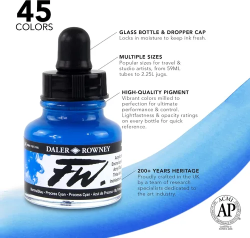 Vista 3 de Daler-Rowney FW - Tinta acrílica para artistas, 1 oz, oro sintético (160029701)