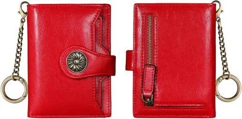 Vista 9 de Travelambo Rfid Wallet - Cartera de cuero para mujer, Rojo -, Moda