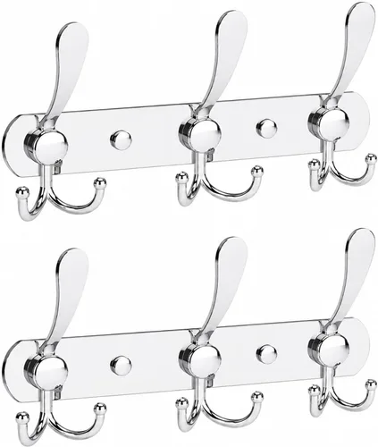 Vista 26 de YUNISS Perchero montado en la pared, 3 ganchos triangulares de acero inoxidable para abrigos, sombreros, batas, toallas en recibidor y entrada Negro