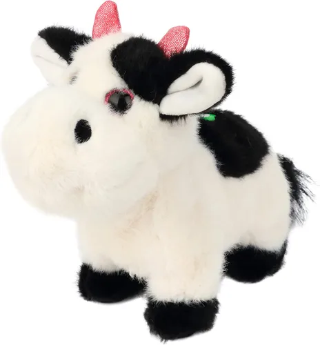 Vista 2 de Vaca Negra Caminando Animal de Peluche Hablando Moo de Peluche Ganado Eléctrico Interactivo Animado Juguetes de Peluche para Niñas Niños Cumpleaños