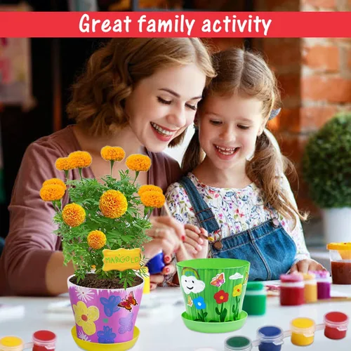 Vista 6 de Beinhome Juego de jardinería para niños, kit de jardinería de flores y pintura, kit de herramientas de jardinería para niños, el mejor regalo